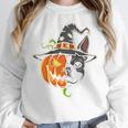 Boston Terrier Pumpkin Jack O Lantern Halloween Women Crewneck Sweatshirt, Boston Terrier Halloween Gifts, funny design