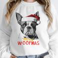 Boston Terrier Santa Claus Hat Merry Christmas Dog X-Mas Women Crewneck Sweatshirt, Boston Terrier Christmas Gifts, funny design
