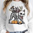 Boston Terrier Skeleton Mummy Witch Halloween Women Crewneck Sweatshirt, Boston Terrier Halloween Gifts, funny design