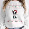 Boston Terrier Wearing Santa Hat Ugly Xmas Dog Lovers Women Crewneck Sweatshirt, funny design