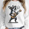 Dog Playing Guitar Singing Boston Terrier For Men Women Girls Kids Women Crewneck Sweatshirt, funny design