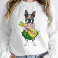 Hawaiian Boston Terrier Dog Pineapple Ukulele Summer For Men Women Girls Kids Women Crewneck Sweatshirt, funny design