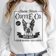 Retro Boston Terrier Coffee Dog Mom Coffee Lover Women Crewneck Sweatshirt, Mom Gifts, Boston Terrier Mom Gifts, funny design