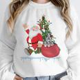 Santa Ugly Christmas Tree Lights Boston Terrier Dog Lover Women Crewneck Sweatshirt, Boston Terrier Christmas Gifts, funny design
