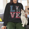 4th Of July Decor Patriotic LOVE Boston Terrier USA Flag Women Crewneck Sweatshirt, Patriotic Boston Terrier Sweatshirts, Boston Terrier 4th Of July Sweatshirts, gift for family, gift for coworker