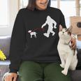 Bigfoot Walking With Bull Terrier Dog Women Crewneck Sweatshirt, gift for family, gift for coworker