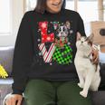 Boston Terrier Christmas Tree Lights Santa Dog Xmas For Men Women Kids Women Crewneck Sweatshirt, Boston Terrier Christmas Sweatshirts, gift for family, gift for coworker