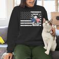 Boston Terrier Dog 4th Of July US American Flag Patriotic Women Crewneck Sweatshirt, American Boston Terrier Sweatshirts, Patriotic Boston Terrier Sweatshirts, Boston Terrier 4th Of July Sweatshirts, gift for family, gift for coworker