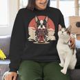 Boston Terrier Dog Japanese Style Samurai Dogs Women Crewneck Sweatshirt, gift for family, gift for coworker