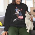 Boston Terrier Dog Merica 4th Of July Usa American Flag Men Women Crewneck Sweatshirt, American Boston Terrier Sweatshirts, Boston Terrier 4th Of July Sweatshirts, gift for family, gift for coworker