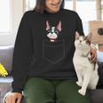 Boston Terrier Dog In The Pocket Boston Terrier For Men Women Girls Kids Women Crewneck Sweatshirt, gift for family, gift for coworker