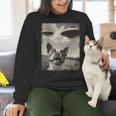 Boston Terrier Dog UFO Alien Extraterrestrial Selfie Women Crewneck Sweatshirt, gift for family, gift for coworker