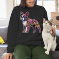 Boston Terrier Floral Dog Lover Vintage Distressed For Men Women Kids Women Crewneck Sweatshirt, gift for family, gift for coworker