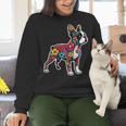 Boston Terrier Floral Vintage Dog Mom Distressed Men Women Kids Women Crewneck Sweatshirt, Boston Terrier Mom Sweatshirts, gift for family, gift for coworker