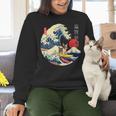 Boston Terrier Japanese Kanagawa Wave Surf Loyal Dog Men Women Kids Women Crewneck Sweatshirt, gift for family, gift for coworker