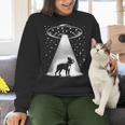Boston Terrier Mom Dad Dog Alien UFO Women Crewneck Sweatshirt, Boston Terrier Mom Sweatshirts, Boston Terrier Dad Sweatshirts, gift for family, gift for coworker