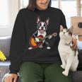 Boston Terrier Playing Guitar Boston Terrier Women Crewneck Sweatshirt, gift for family, gift for coworker