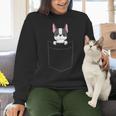 Boston Terrier In The Pocket Cute Boston Terrier Dog For Men Women Girls Kids Women Crewneck Sweatshirt, gift for family, gift for coworker