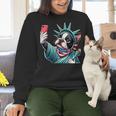 Boston Terrier Selfie Statue Of Liberty 4th Of July American Women Crewneck Sweatshirt, American Boston Terrier Sweatshirts, Boston Terrier 4th Of July Sweatshirts, gift for family, gift for coworker