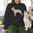 Boston Terrier Watercolor Flowers Women Crewneck Sweatshirt, gift for family, gift for coworker