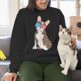 Brindle Boston Terrier Dog Patriotic Shirt USA Flag Women Crewneck Sweatshirt, Patriotic Boston Terrier Sweatshirts, gift for family, gift for coworker