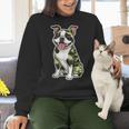 Camo Boston Terrier Pet Owner Camouflage Dog Lover Women Crewneck Sweatshirt, gift for family, gift for coworker