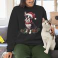 Cute Boston Terrier Dog Christmas Merry X-Mas Graphic Women Crewneck Sweatshirt, Boston Terrier Christmas Sweatshirts, gift for family, gift for coworker