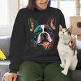 Cute Boston Terrier Puppy Dog Art Lover Unique Painting For Men Women Kids Women Crewneck Sweatshirt, gift for family, gift for coworker