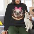 Cute Pug Shirt Donut Girls Dog Women Crewneck Sweatshirt, gift for family, gift for coworker