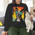 Dog Boston Terrier Hawaiian Women Crewneck Sweatshirt, gift for family, gift for coworker