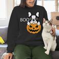 The Halloween Boston Terrier Women Crewneck Sweatshirt, Boston Terrier Halloween Sweatshirts, gift for family, gift for coworker