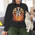 Halloween Retro Boston Terrier Women Crewneck Sweatshirt, Boston Terrier Halloween Sweatshirts, gift for family, gift for coworker