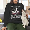 Just a Woman Who Loves Her Boston Terrier Cute Dog Mom Women Crewneck Sweatshirt, Boston Terrier Mom Sweatshirts, gift for family, gift for coworker