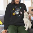 Kawaii Kids & Boys Astronaut Space Boston Terrier Dog Lover Women Crewneck Sweatshirt, gift for family, gift for coworker