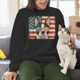 Patriotic Boston Terrier Dog Lover USA Flag 4th Of July For Men Women Kids Women Crewneck Sweatshirt, Patriotic Boston Terrier Sweatshirts, Boston Terrier 4th Of July Sweatshirts, gift for family, gift for coworker