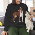 Red Boston Terrier Dog Women Crewneck Sweatshirt, gift for family, gift for coworker
