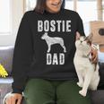Vintage Boston Terrier Dad Dog Daddy Bostie Father Women Crewneck Sweatshirt, Boston Terrier Dad Sweatshirts, gift for family, gift for coworker