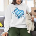 Bavarian Flag As Heart Blue Diamond Bavaria Women Crewneck Sweatshirt, gift for family, gift for coworker
