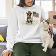 Boston Terrier 4th Of July US American Flag Dog Patriotic Women Crewneck Sweatshirt, American Boston Terrier Sweatshirts, Patriotic Boston Terrier Sweatshirts, Boston Terrier 4th Of July Sweatshirts, gift for family, gift for coworker