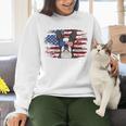 Boston Terrier Dad American Flag 4th Of July Dog Fathers Day Women Crewneck Sweatshirt, American Boston Terrier Sweatshirts, Boston Terrier Dad Sweatshirts, Boston Terrier 4th Of July Sweatshirts, gift for family, gift for coworker