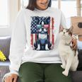 Boston Terrier Dog American USA US Flag Pets Vintage Outfit Women Crewneck Sweatshirt, American Boston Terrier Sweatshirts, gift for family, gift for coworker