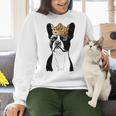 Boston Terrier Dog Wearing Crown For Men Women Girls Kids Women Crewneck Sweatshirt, gift for family, gift for coworker