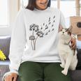 Boston Terrier Flower Fly Dandelion Dog Lover Dog Dad Women Crewneck Sweatshirt, Boston Terrier Dad Sweatshirts, gift for family, gift for coworker