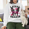 Boston Terrier Heart Glasses Girls Bostie Valentines Day Women Crewneck Sweatshirt, gift for family, gift for coworker
