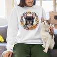 Boston Terrier Mom Floral Bostie Dog Lover Flowers Cute Women Crewneck Sweatshirt, Boston Terrier Mom Sweatshirts, gift for family, gift for coworker