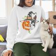 Boston Terrier Pumpkin Jack O Lantern Halloween Women Crewneck Sweatshirt, Boston Terrier Halloween Sweatshirts, gift for family, gift for coworker