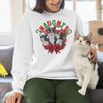 Boston Terrier Santa Claus Elf Reindeer Christmas Dog X-Mas Women Crewneck Sweatshirt, Boston Terrier Christmas Sweatshirts, gift for family, gift for coworker