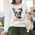 Boston Terrier Santa Claus Hat Merry Christmas Dog X-Mas Women Crewneck Sweatshirt, Boston Terrier Christmas Sweatshirts, gift for family, gift for coworker