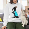 Boston Terrier Tattoos I Love Mom Women Crewneck Sweatshirt, Boston Terrier Mom Sweatshirts, gift for family, gift for coworker