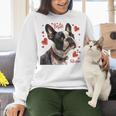 Boston Terrier Is My Valentine Cute Pet Dog Owner Valentine Women Crewneck Sweatshirt, gift for family, gift for coworker